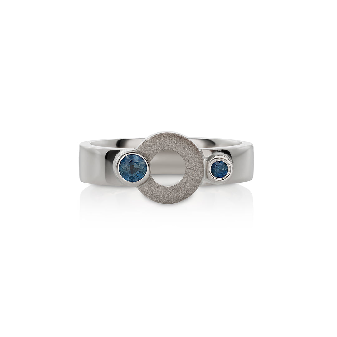 White gold ring "PROJECT 1" with sapphires