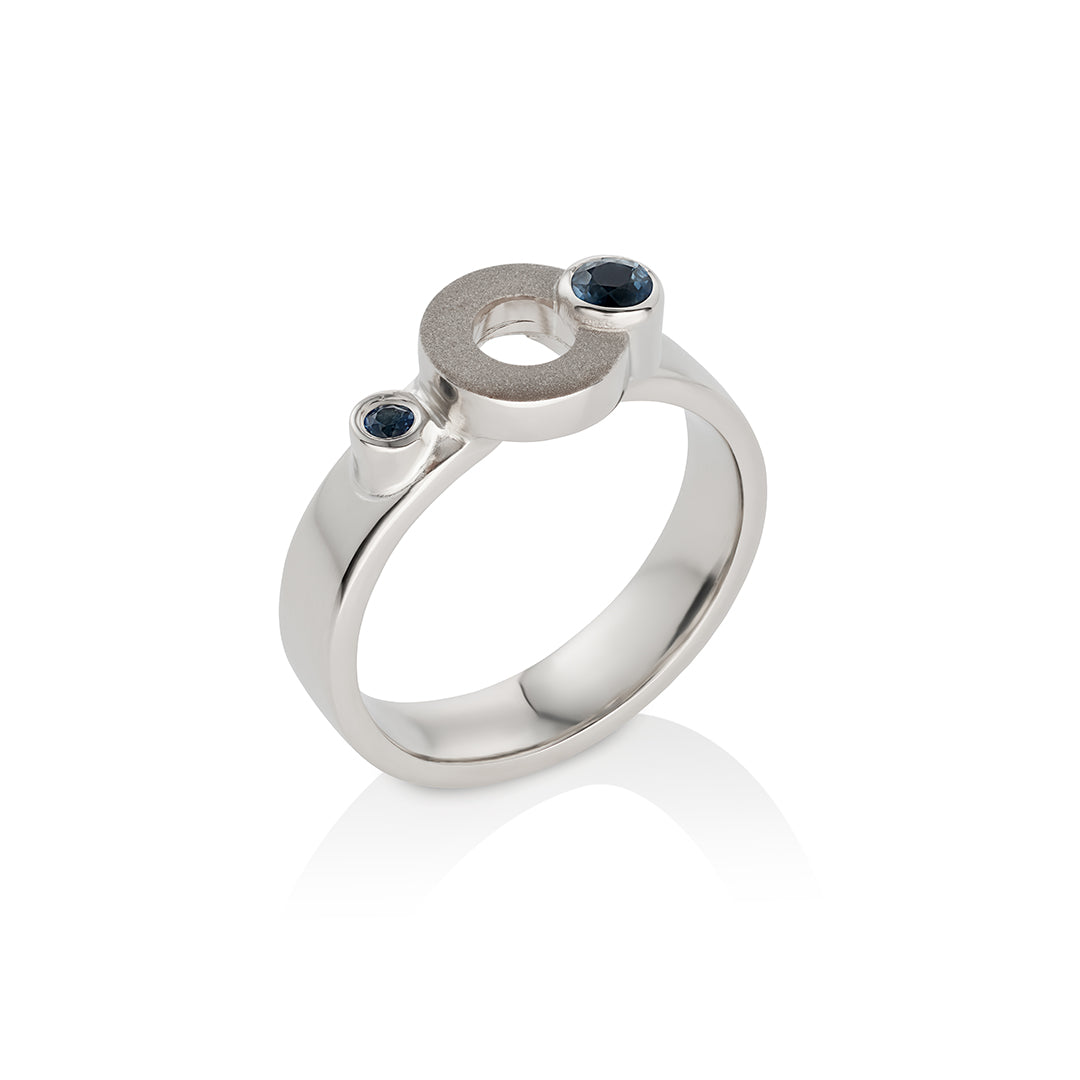 White gold ring "PROJECT 1" with sapphires
