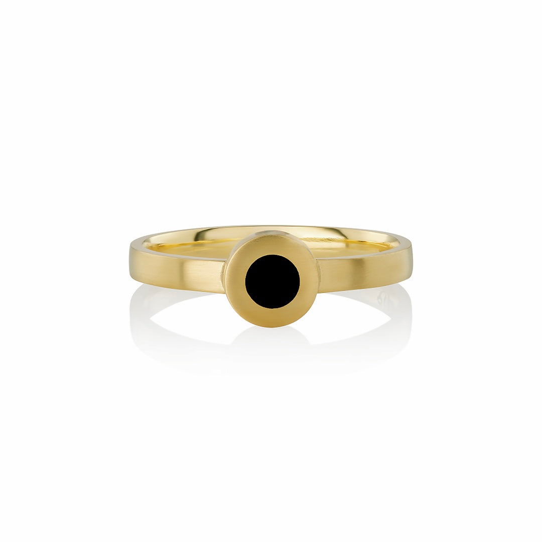 Gold ring "MINI DOT" with ebony