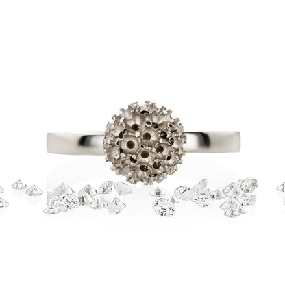 Balto aukso žiedas su deimantais ,,STARDUST DOME''